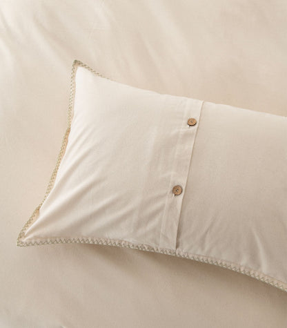 Organic Cotton Flannelette Plain Quilt Cover Set - Whipstitch - Natural