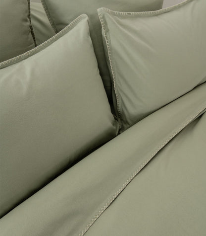 Organic Cotton Flannelette Plain Quilt Cover Set - Whipstitch - Sage