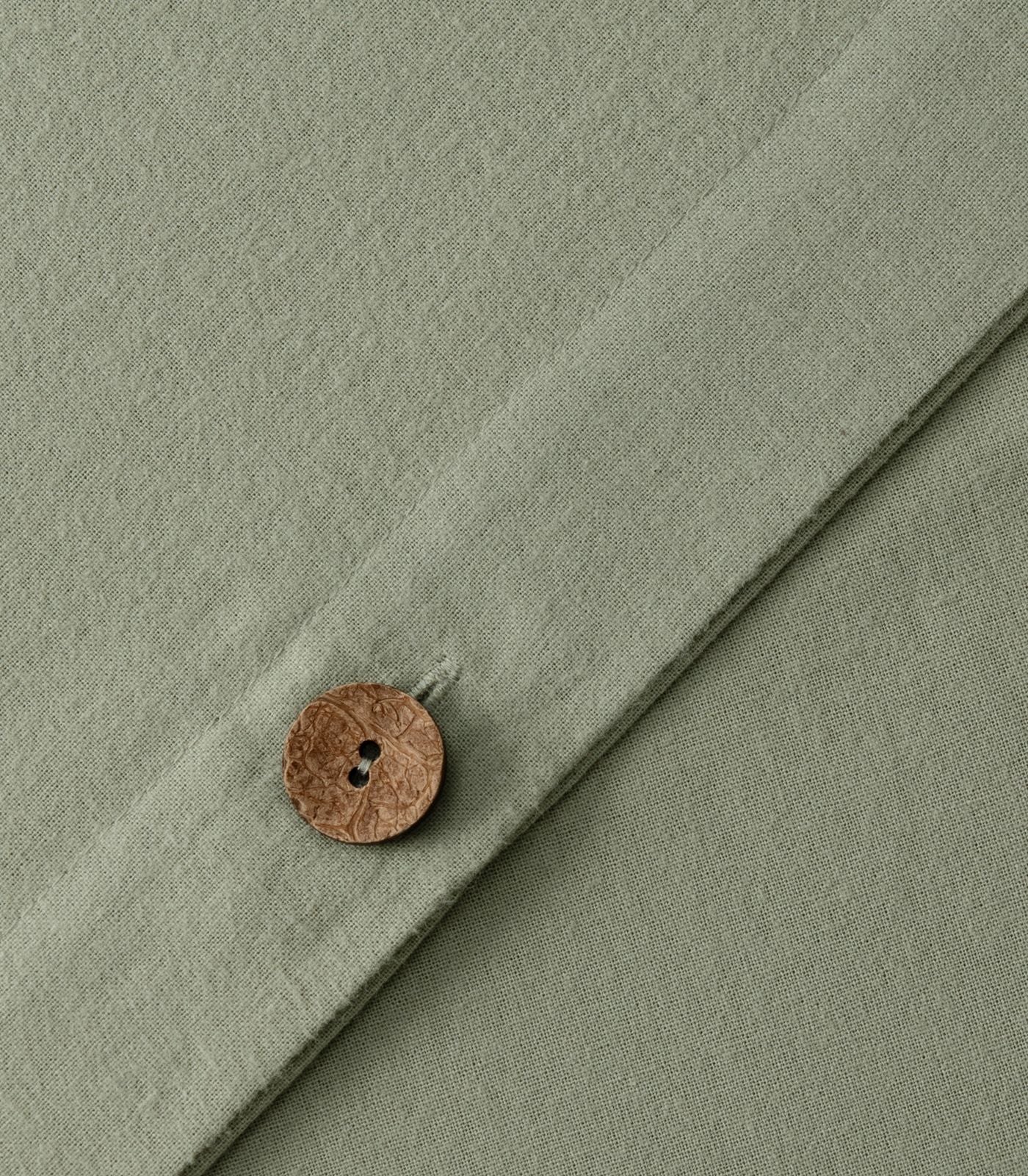 Organic Cotton Flannelette Plain Quilt Cover Set - Whipstitch - Sage