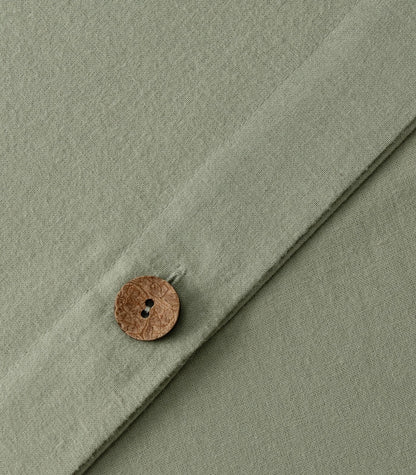 Organic Cotton Flannelette Plain Quilt Cover Set - Whipstitch - Sage