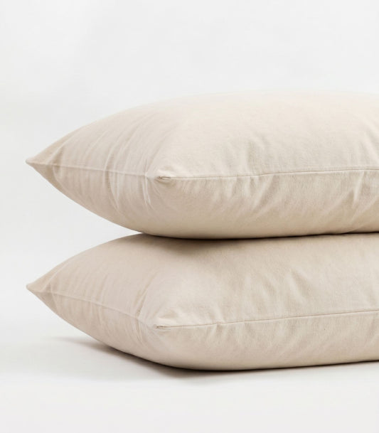 Organic Cotton Flannelette Pillow Cases - Whipstitch (pair) - Natural