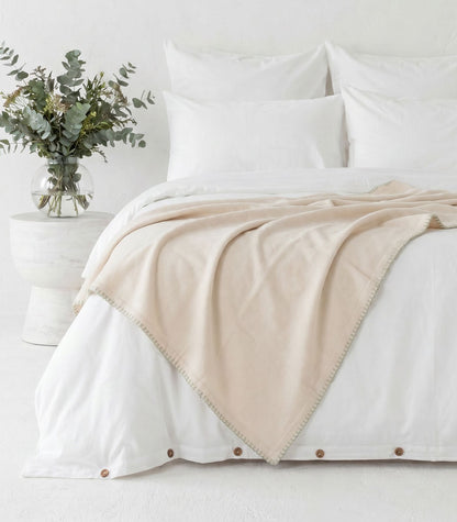 Organic Cotton Flannelette Throw - Whipstitch - Natural