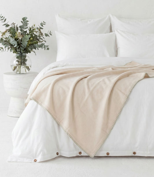 Organic Cotton Flannelette Throw - Whipstitch - Natural