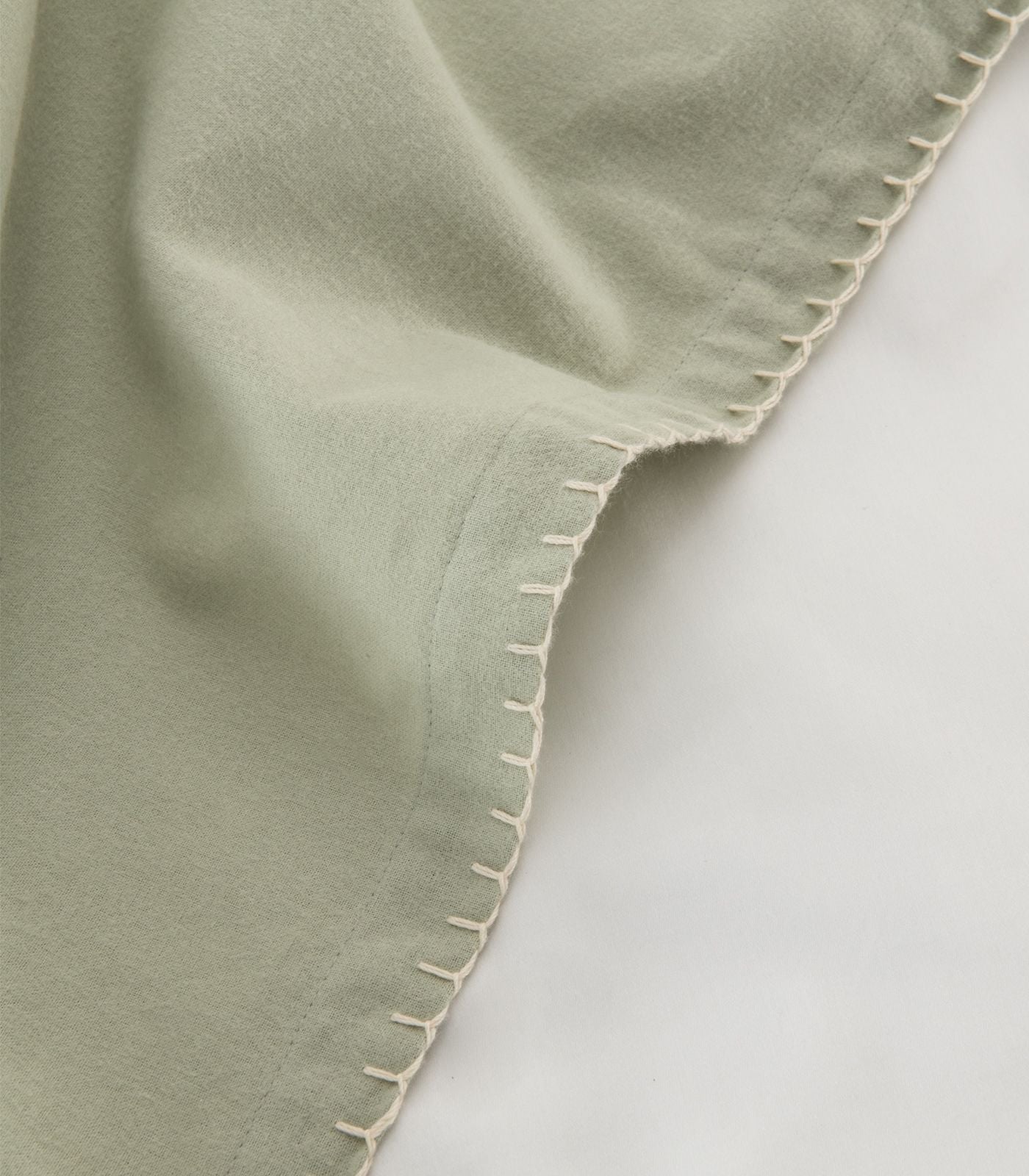 Organic Cotton Flannelette Throw - Whipstitch - Sage