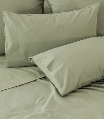 Organic Cotton Flannelette Sheet Set - Whipstitch - Sage