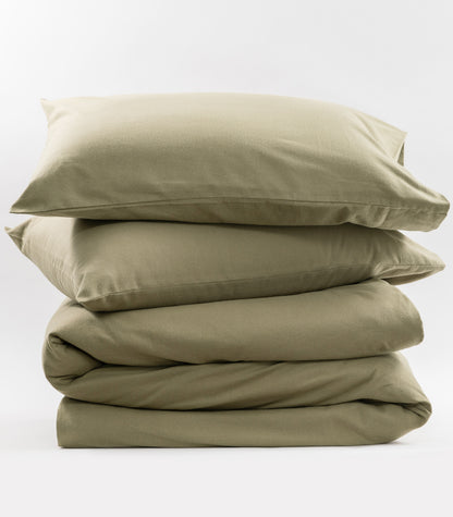 Bhumi Organic Cotton -Flannelette Quilt Cover Set - Olive