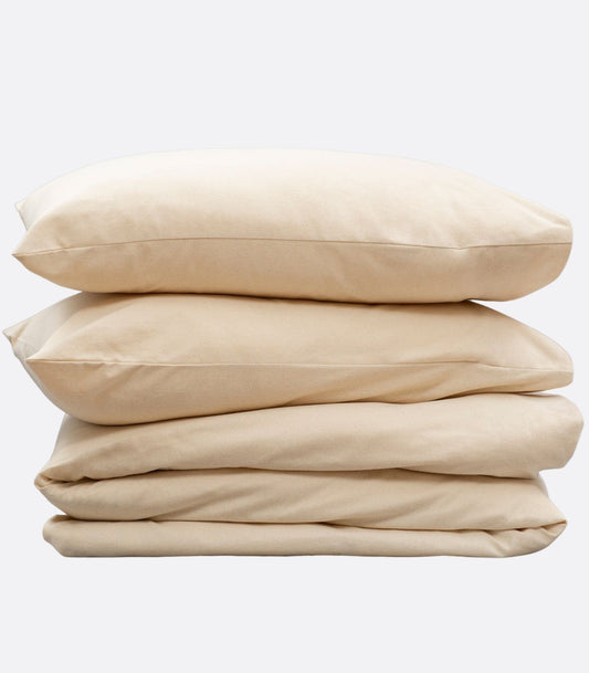 Bhumi Organic Cotton- Flannel Plain Quilt Cover - Natural
