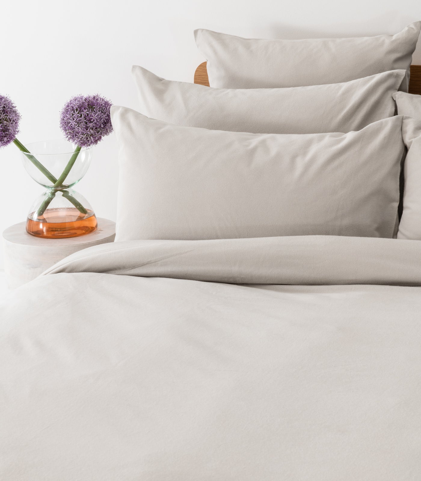 Bhumi Organic Cotton- Flannelette Plain Quilt Cover - Stone