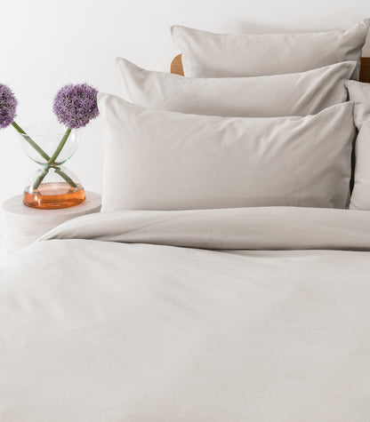 Bhumi Organic Cotton- Flannelette Plain Quilt Cover - Stone
