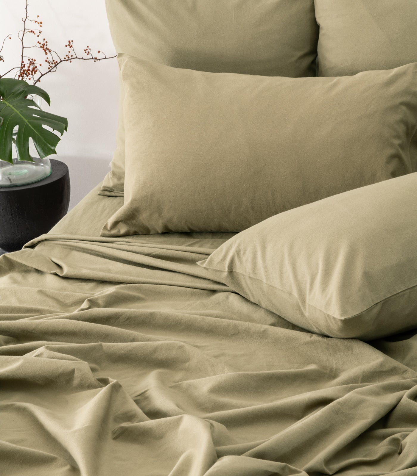 Bhumi Organic Cotton - Flannelette Sheet Set - Olive