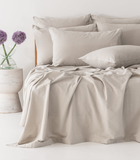 Bhumi Organic Cotton - Flannelette Sheet Set - Stone