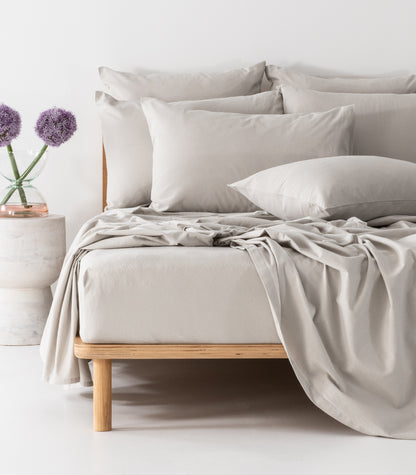 Bhumi Organic Cotton - Flannelette Sheet Set - Stone
