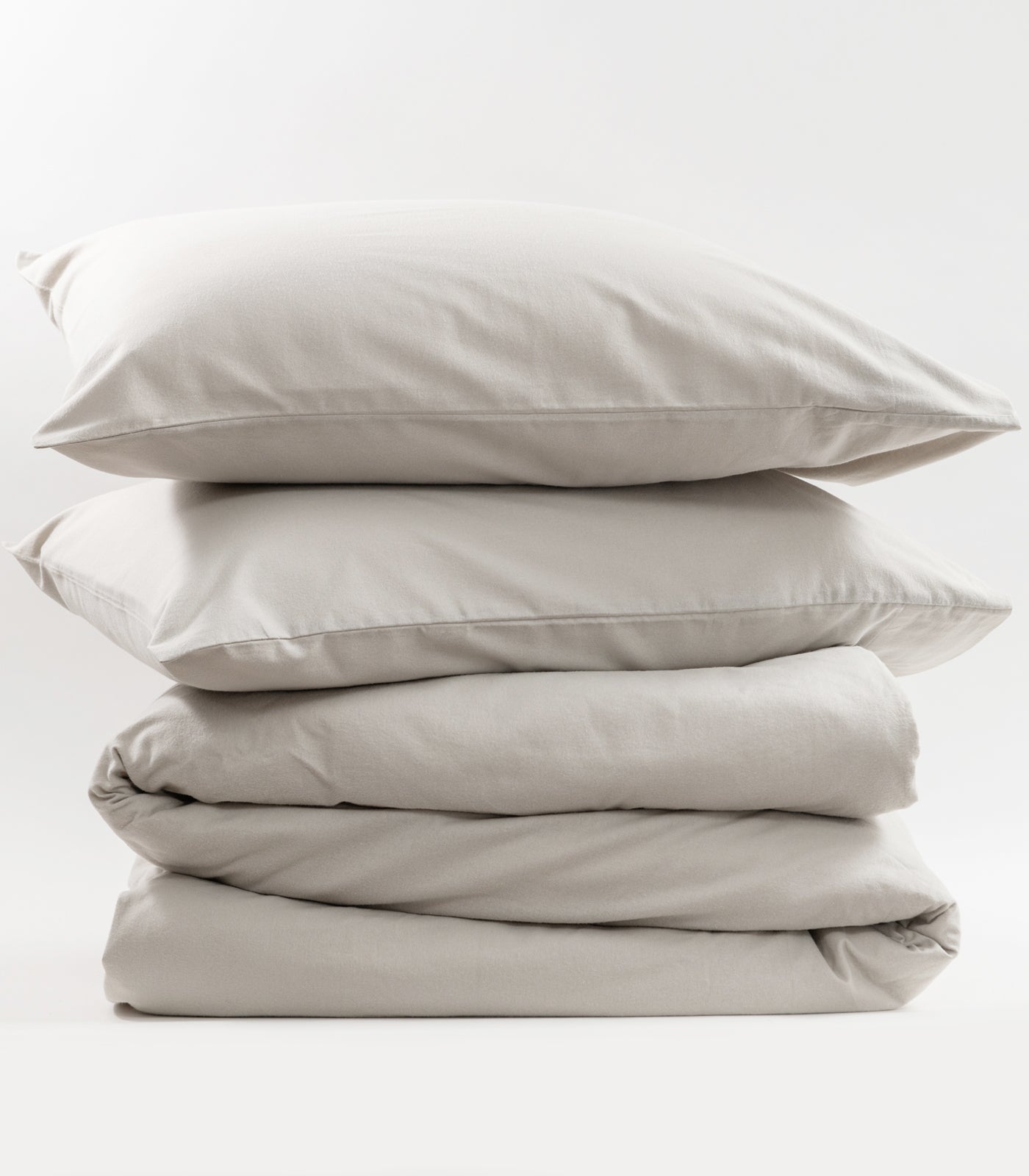 Bhumi Organic Cotton- Flannelette Plain Quilt Cover - Stone