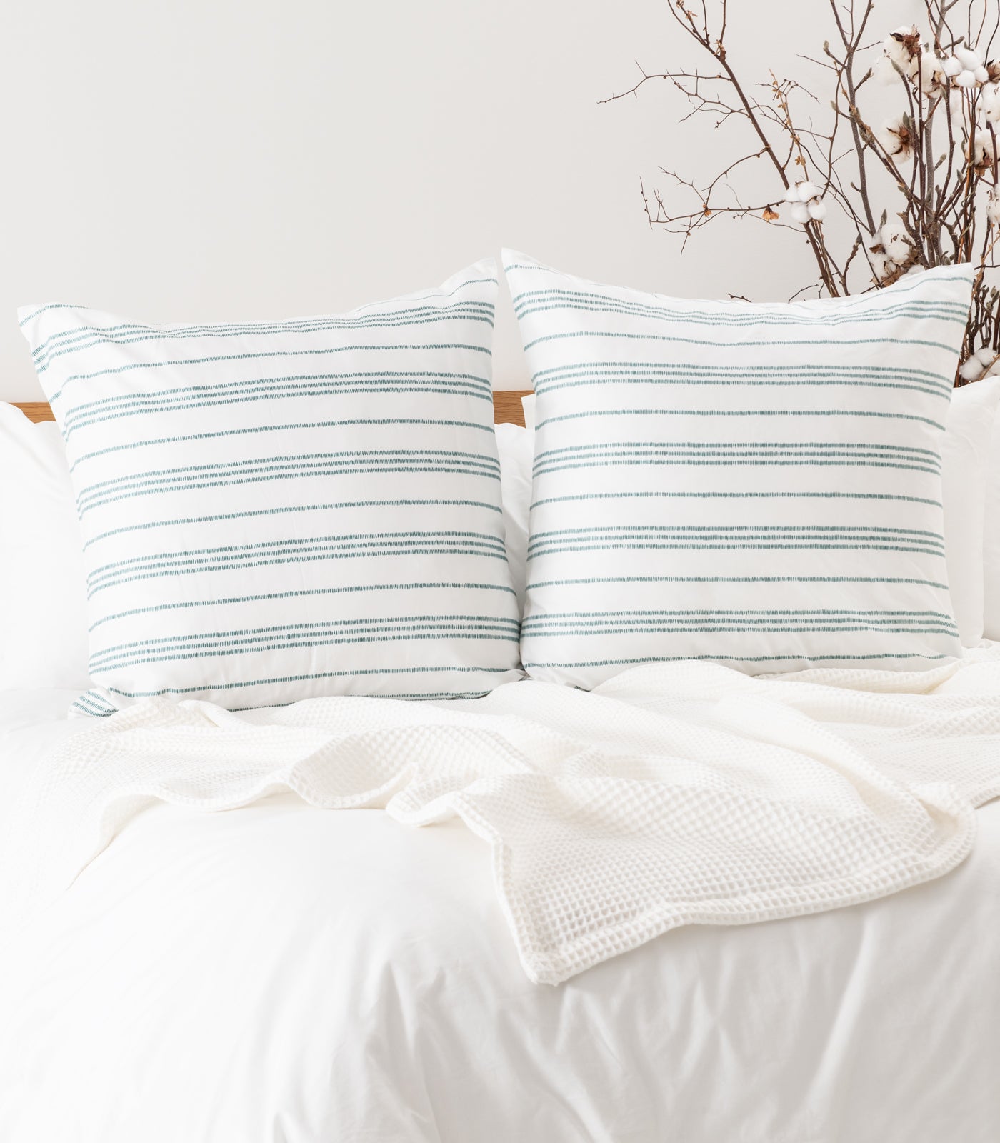 Bhumi Organic Cotton - European - Sateen Pillow Cases (pair) - Printed - Step Stitch