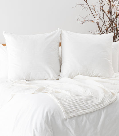 Bhumi Organic Cotton - European - Sateen Pillow Cases (pair) - Stripe - White Shore Stripe