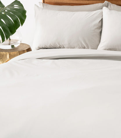 Bhumi Organic Cotton - Percale Plain Quilt Cover - Ice