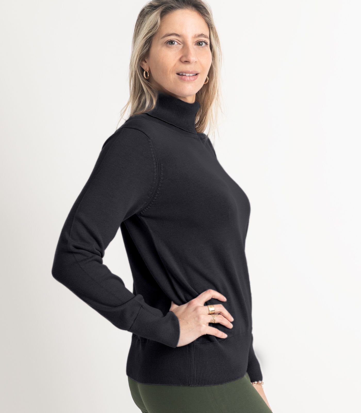 Bhumi Organic Cotton - Fine Knit Turtleneck Jumper - Charcoal