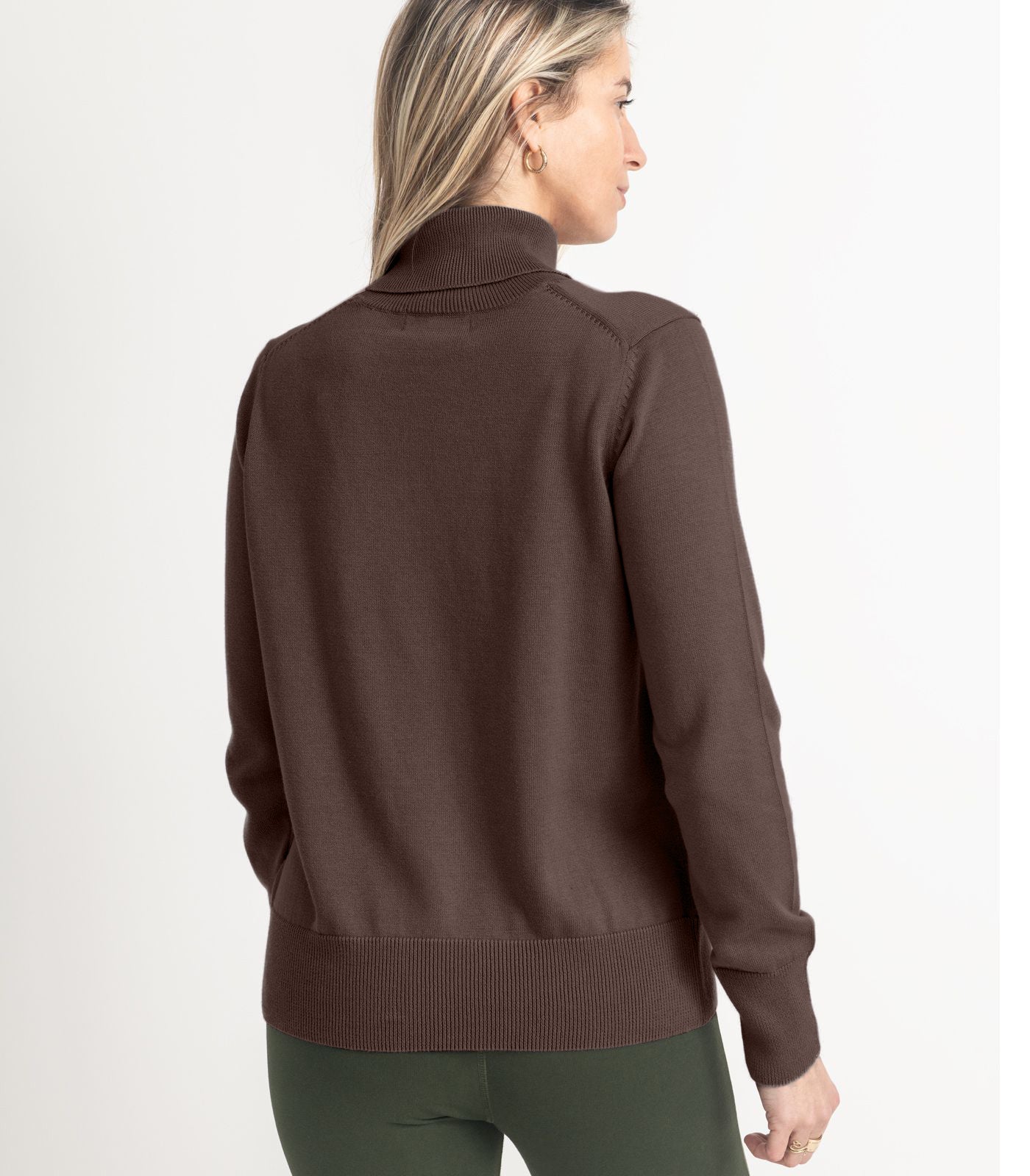 Bhumi Organic Cotton - Fine Knit Turtleneck Jumper - Chocolate