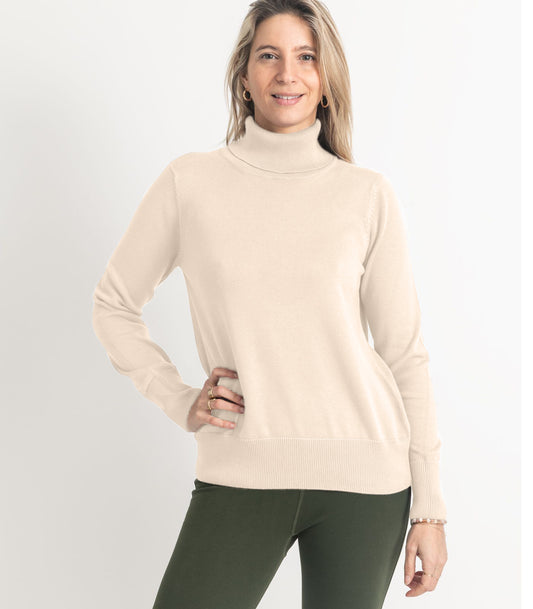 Bhumi Organic Cotton - Fine Knit Turtleneck Jumper - Oatmeal