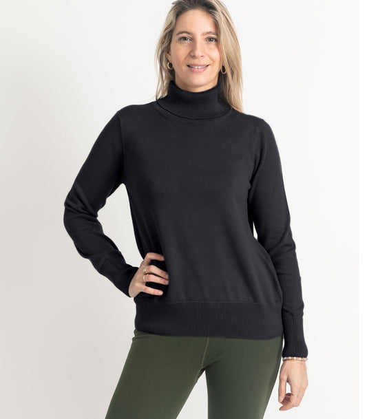 Bhumi Organic Cotton - Fine Knit Turtleneck Jumper - Charcoal