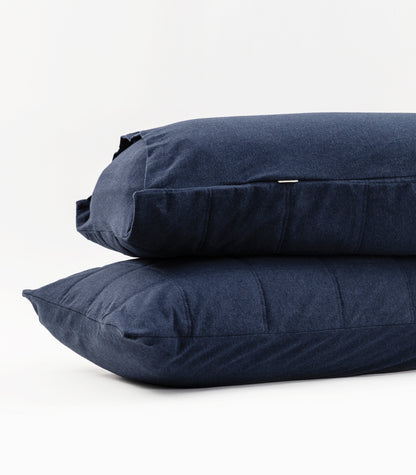 Bhumi Organic Cotton - Jersey Quilted Pillow Cases (pair) - Blue Melange