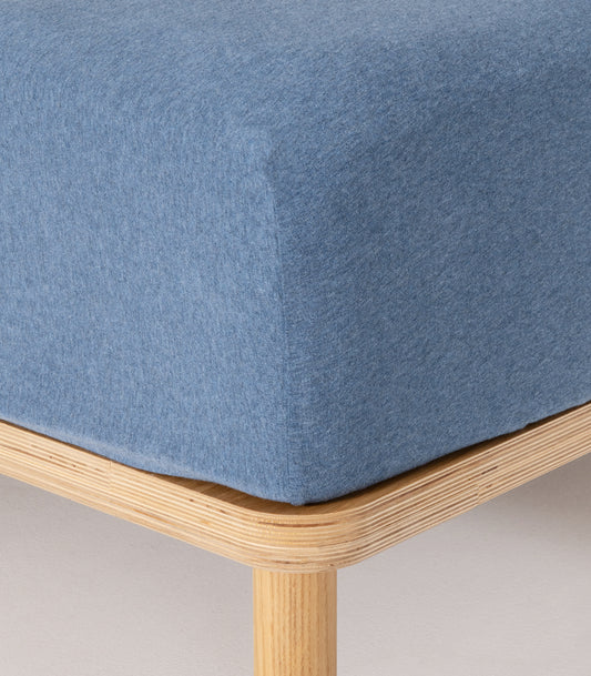 Ocean Blue Melange Cot - Jersey Fitted Sheet Set