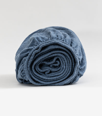 Ocean Blue Melange - Jersey Fitted Sheet Set