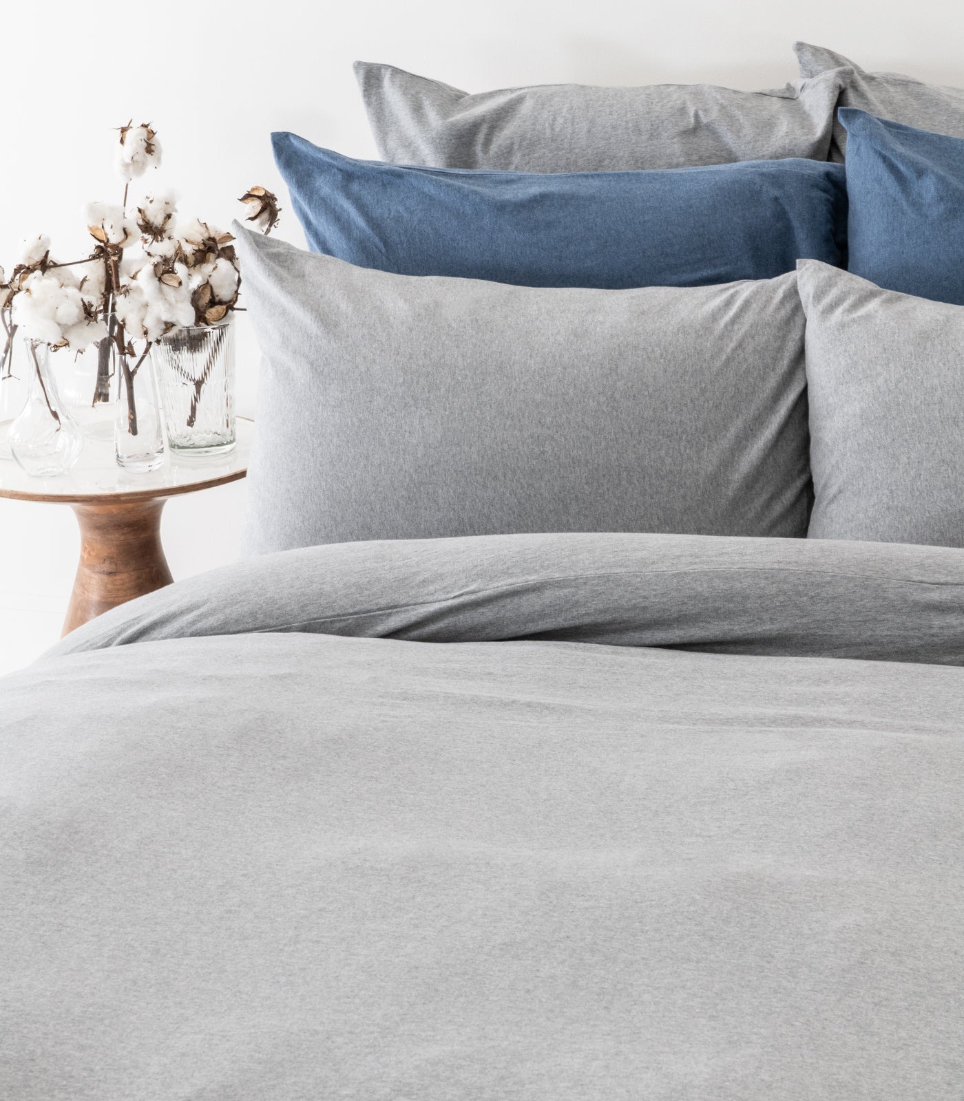 Grey Melange - Jersey Quilt Cover Set