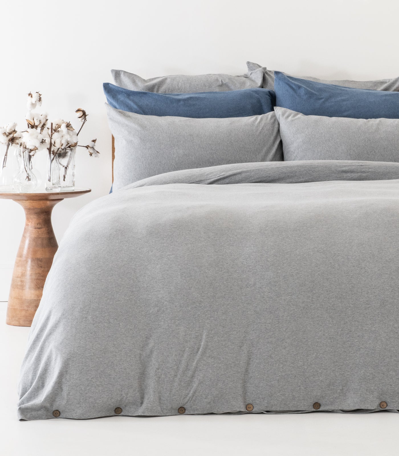 Grey Melange - Jersey Quilt Cover Set
