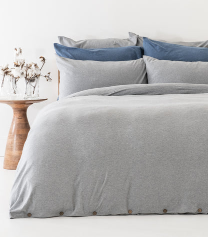 Grey Melange - Jersey Quilt Cover Set