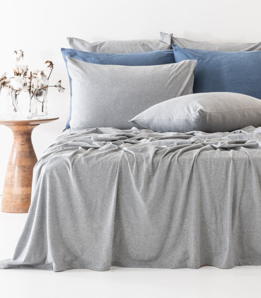 Grey Melange - Jersey Sheet Set