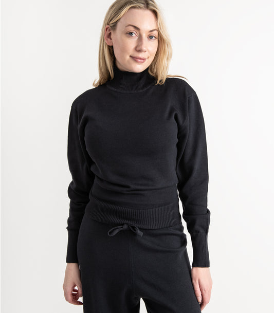 Bhumi Organic Cotton - Fine Knit High Neck Jumper - Charcoal