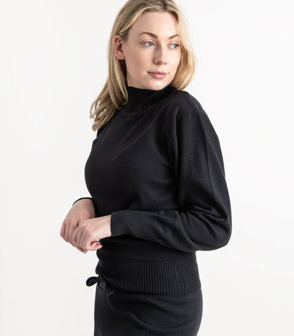 Bhumi Organic Cotton - Fine Knit High Neck Jumper - Charcoal