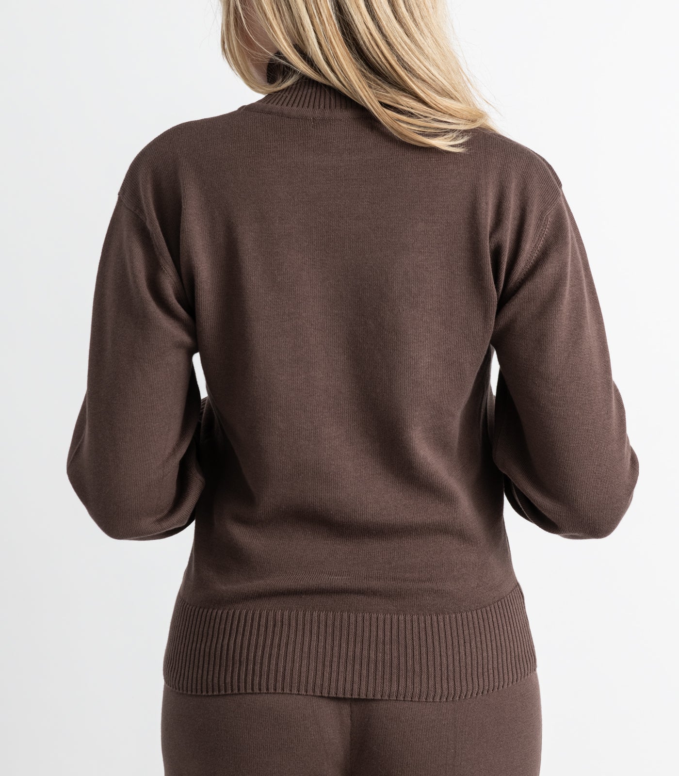 Bhumi Organic Cotton - Fine Knit High Neck Jumper - Chocolate