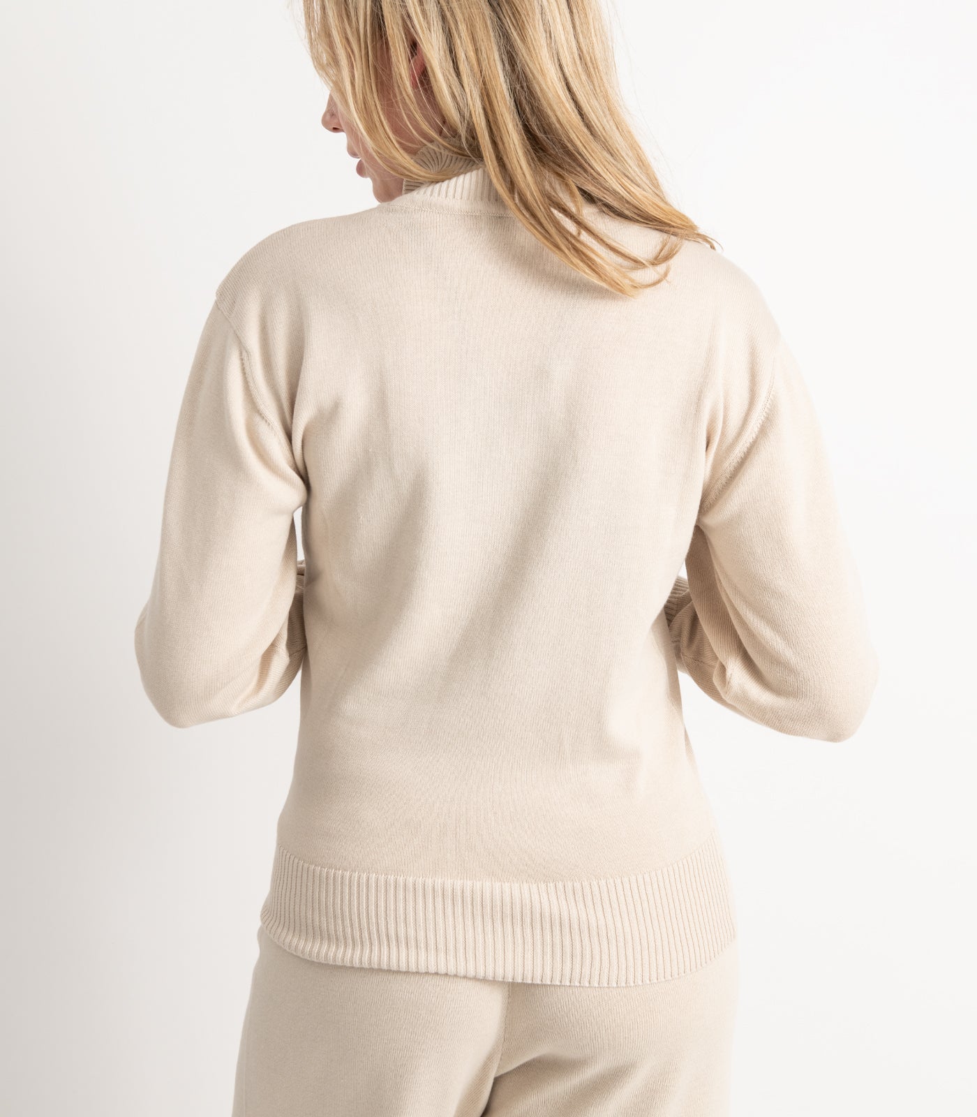 Bhumi Organic Cotton - Fine Knit High Neck Jumper - Oatmeal