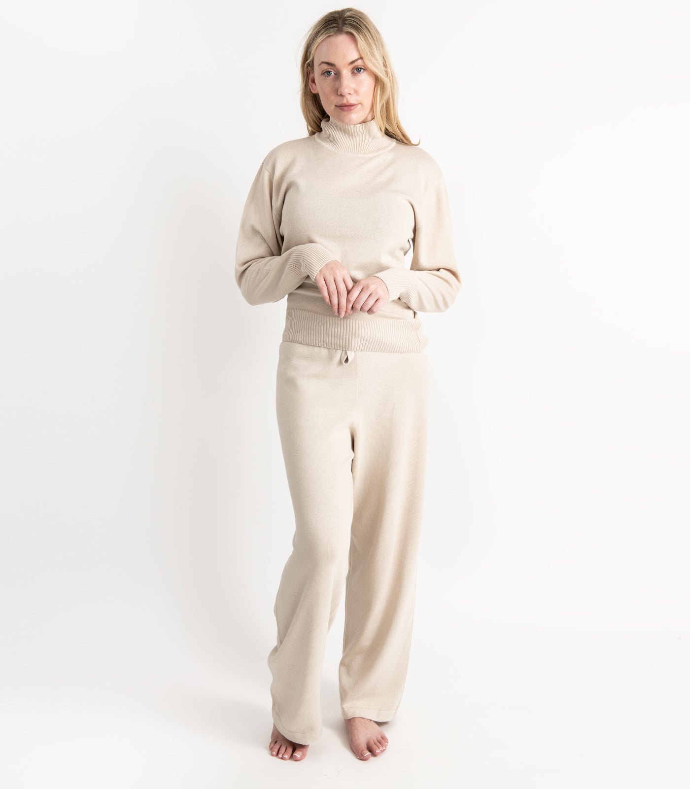 Bhumi Organic Cotton - Fine Knit High Neck Jumper - Oatmeal