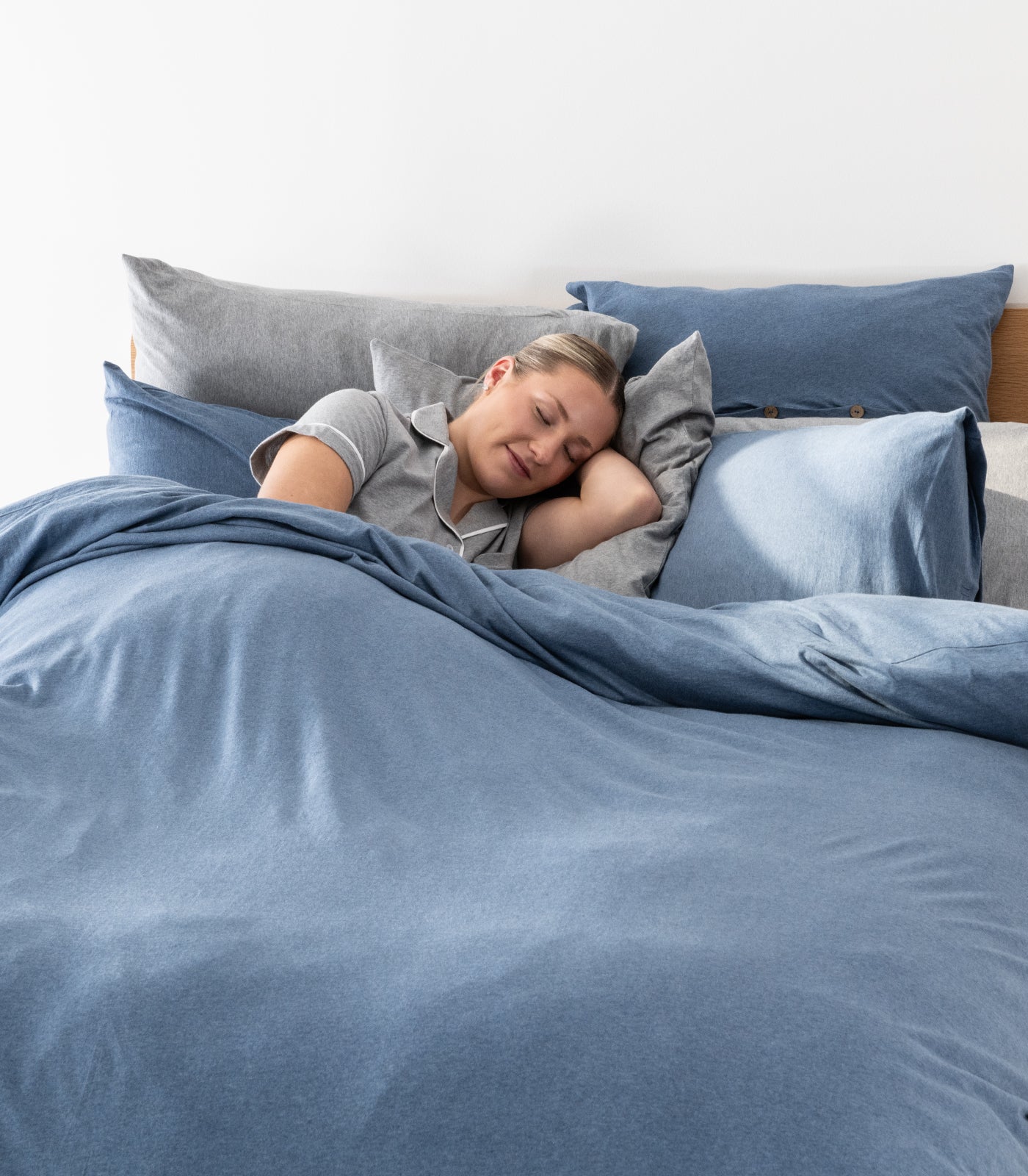 Ocean Blue Melange - Jersey Quilt Cover Set