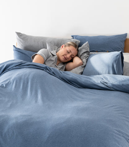 Ocean Blue Melange - Jersey Quilt Cover Set