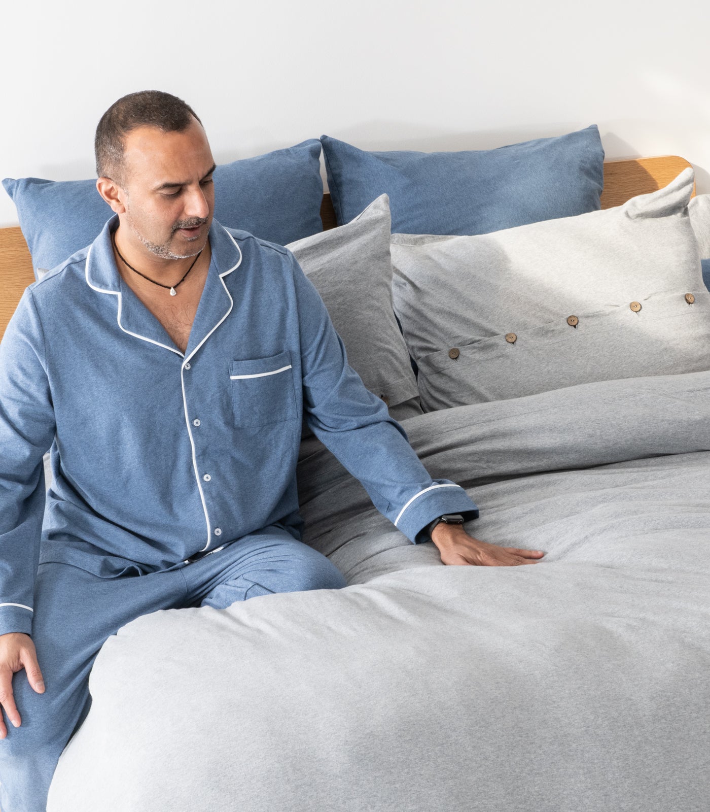 Grey Melange - Jersey Quilt Cover Set