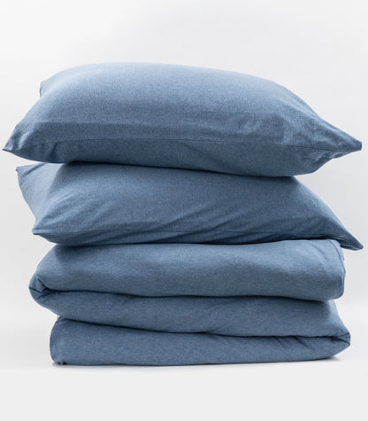 Ocean Blue Melange - Jersey Quilt Cover Set