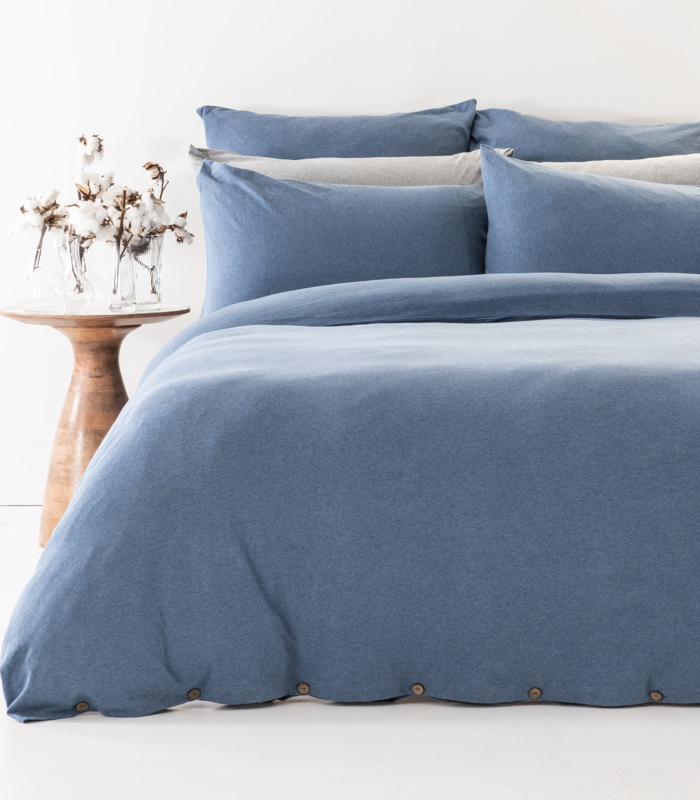 Ocean Blue Melange - Jersey Quilt Cover Set