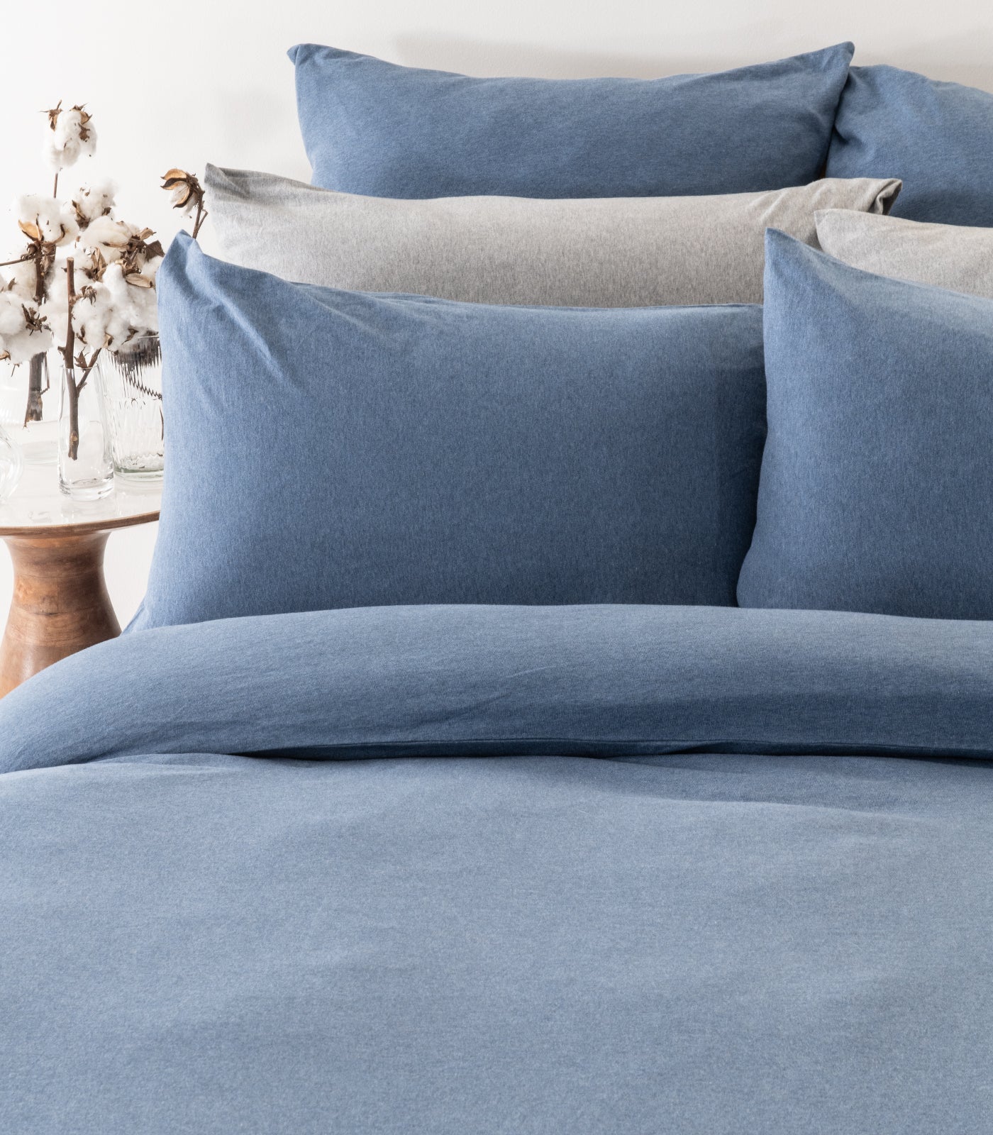Ocean Blue Melange - Jersey Quilt Cover Set