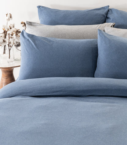 Ocean Blue Melange - Jersey Quilt Cover Set