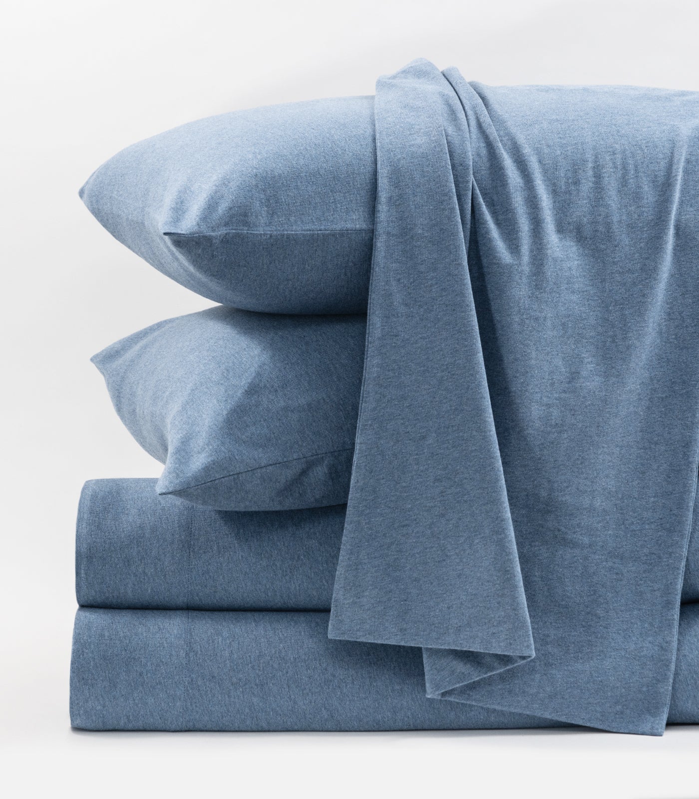 Ocean Blue Melange - Jersey Sheet Set