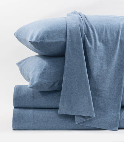 Ocean Blue Melange - Jersey Sheet Set