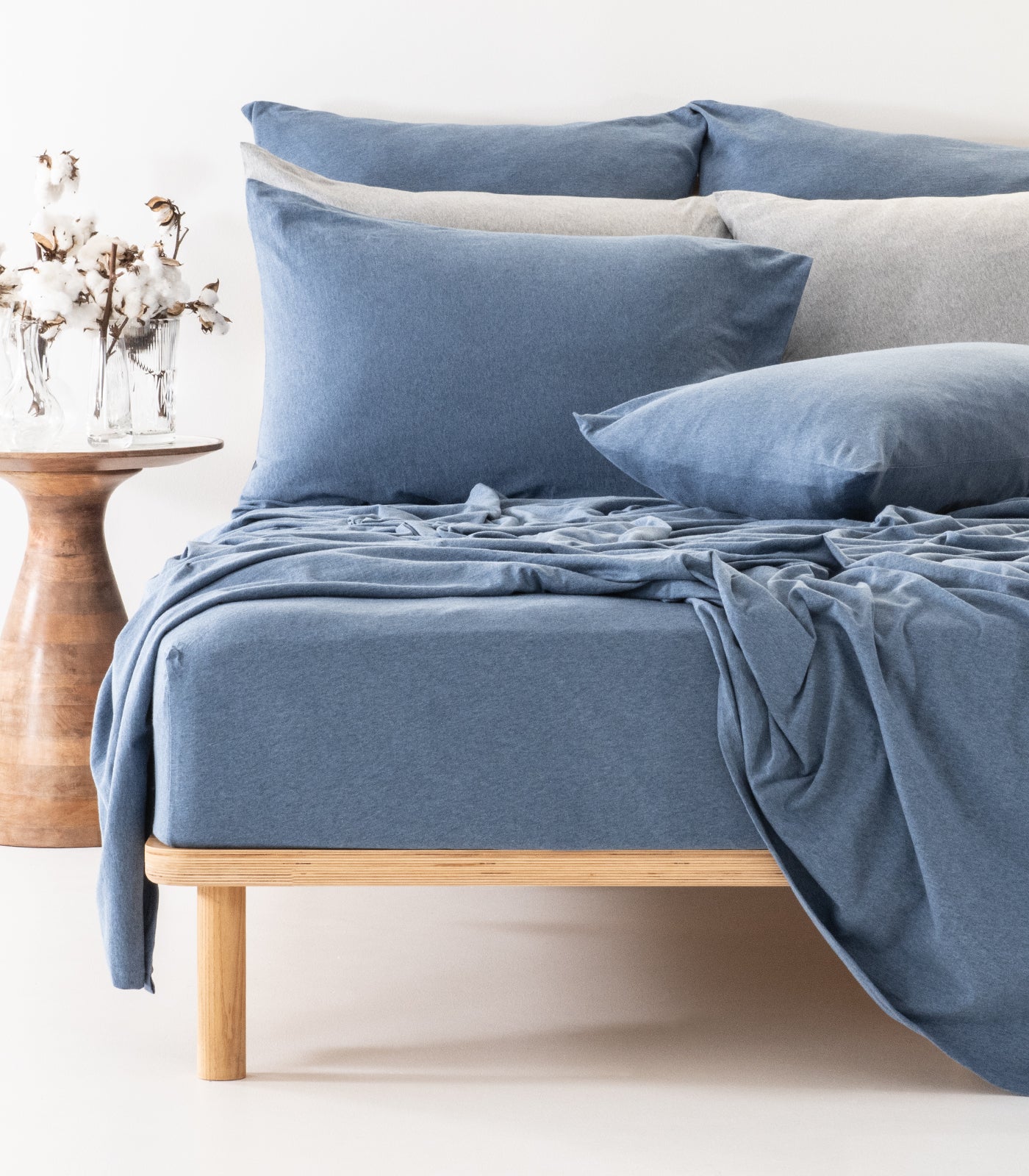 Ocean Blue Melange - Jersey Sheet Set