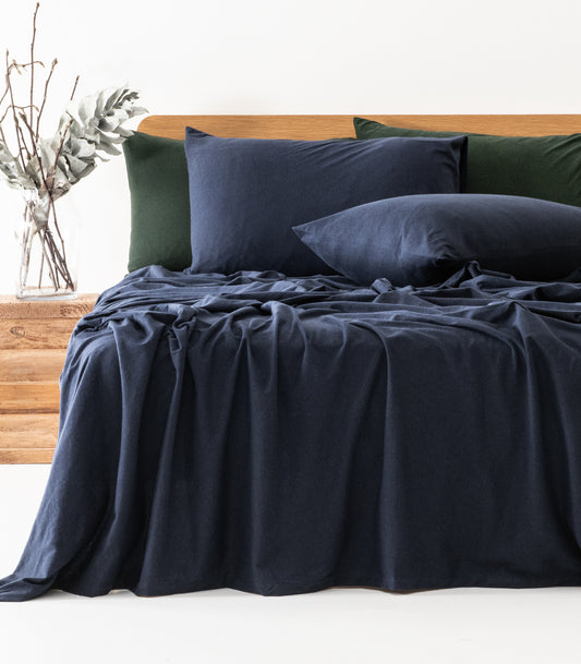 Bhumi Organic Cotton - Jersey Sheet Set - Blue Melange
