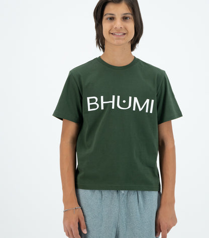 Bhumi Organic Cotton - Kids Oversized Boxy Tee - Logo - Kombu Green