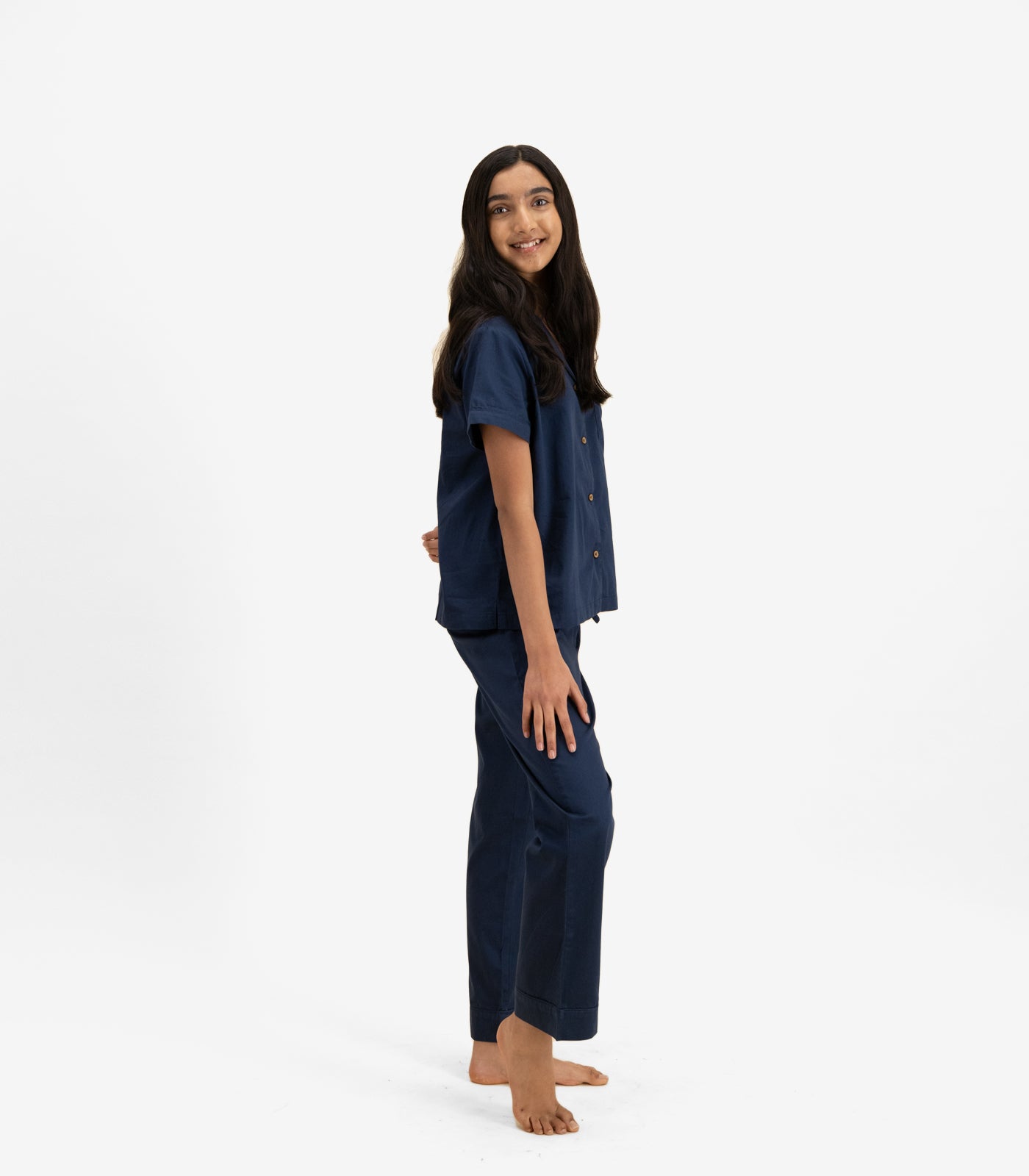 Bhumi Organic Cotton - Kids Sateen Short Sleeve PJ Set - Navy