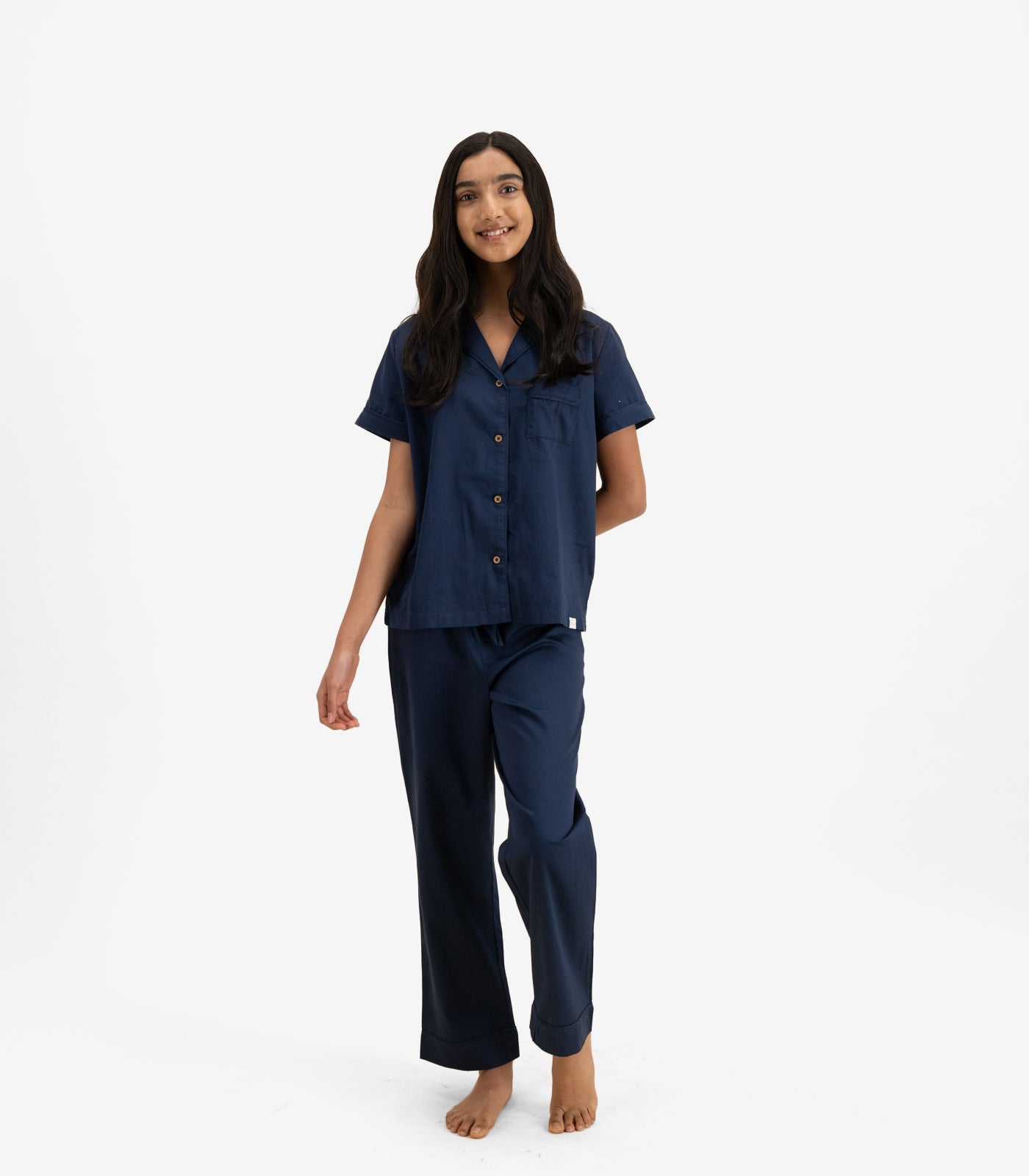 Bhumi Organic Cotton - Kids Sateen Short Sleeve PJ Set - Navy